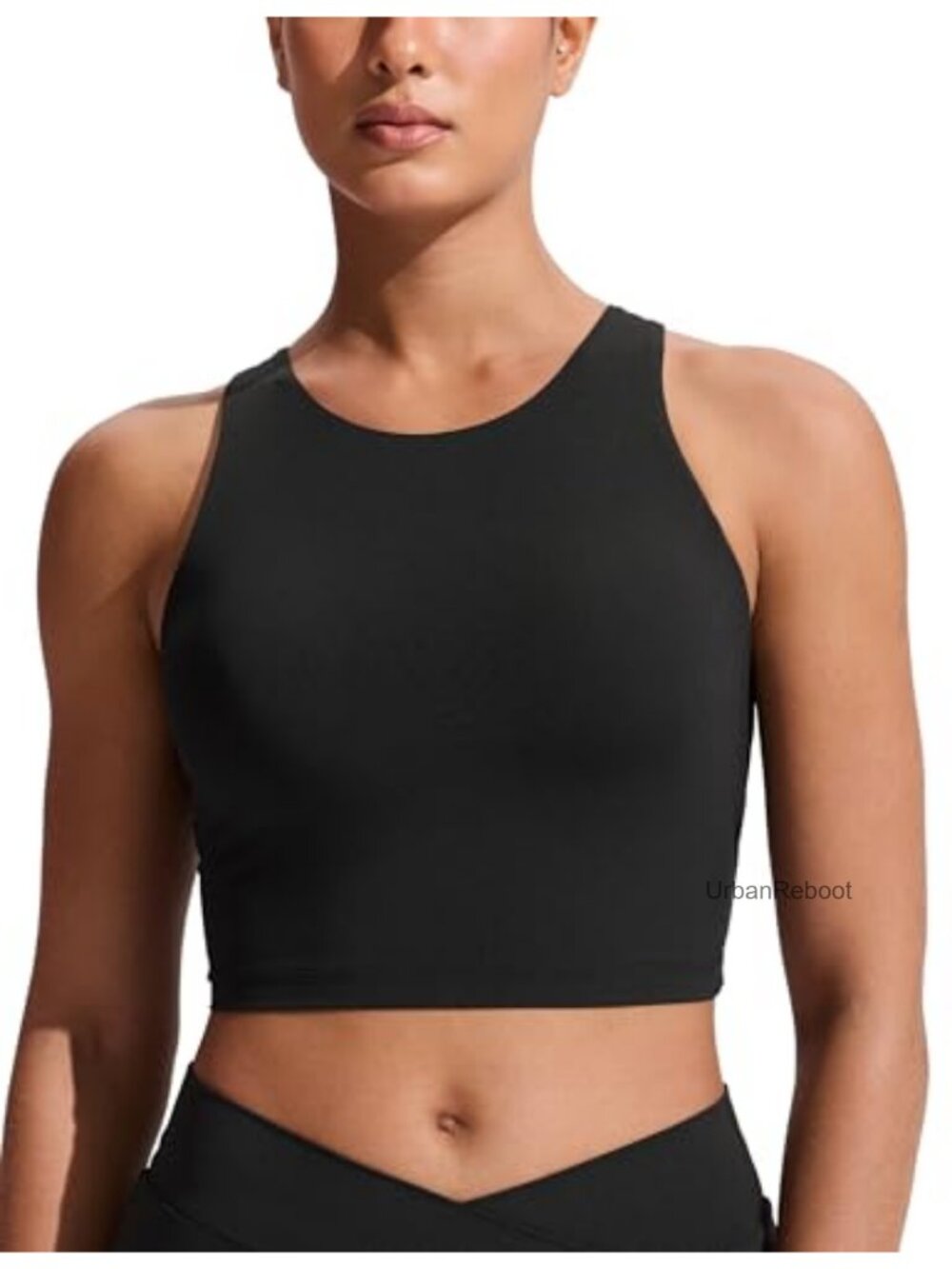 Racerback Crop Bikini Top Quick-Dry Swim High Coverage Built-In Pads